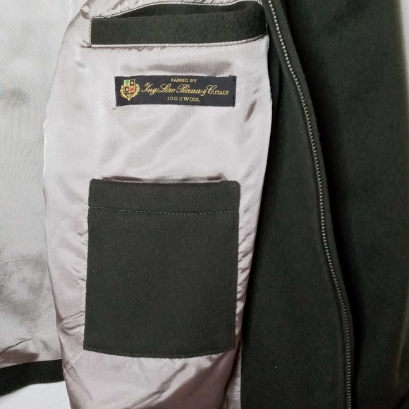 Green Mens Wool Bomber - by Bullock & Jones - Picture 5 of 6